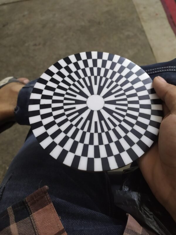 Black and White Resin Coaster – 6-Inch Optical Illusion Design | Modern Decorative Coaster - Image 7