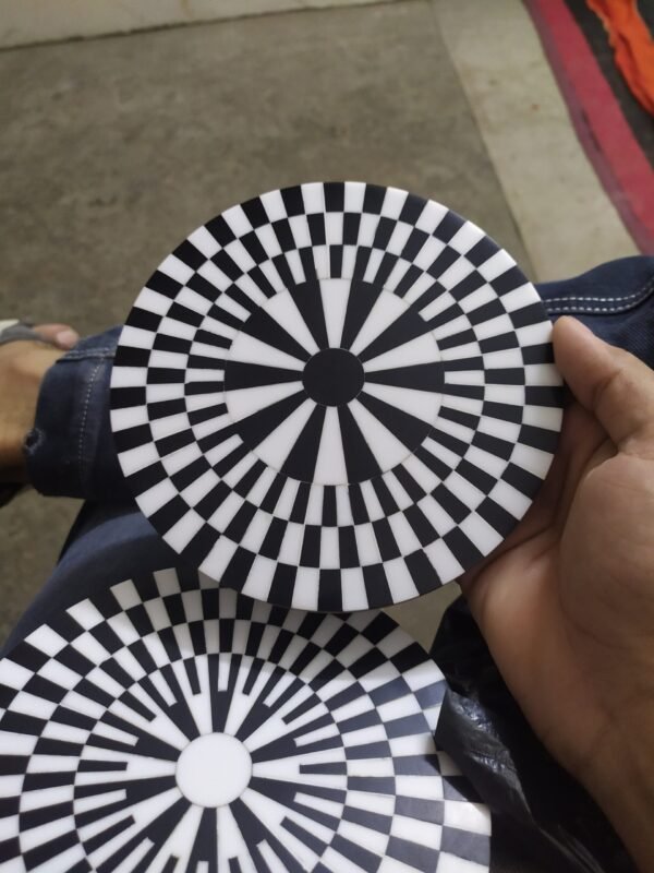 Black and White Resin Coaster – 6-Inch Optical Illusion Design | Modern Decorative Coaster - Image 5