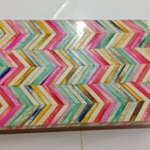 Handmade Multicolor Chevron Bone Inlay Jewellery Box – Decorative Storage Organizer for Women | Boho Style Keepsake Box by RB Artisan"
