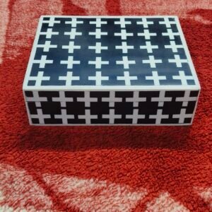 Plus Sign Resin Jewellery Box – Handcrafted Black & White Geometric Organizer by RB Artisan