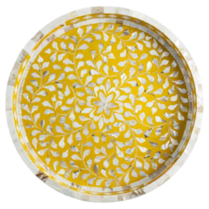 Yellow pearl & Mother of Pearl Resin Tray