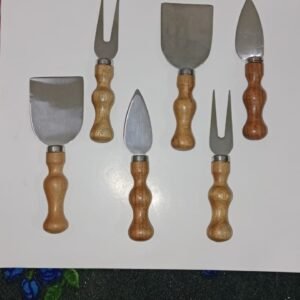 RB ARTISAN 6-Piece Stainless Steel & Wooden Handle Cheese Knife Set – Premium Cheese Serving Tools