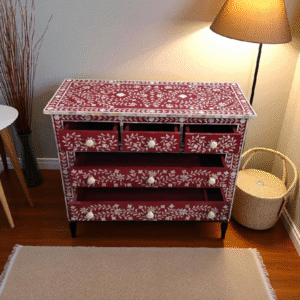 Red Mother of Pearl Inlay Chest of Drawers – RB Artisan