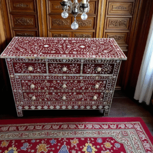 Red Mother of Pearl Inlay Chest of Drawers – RB Artisan