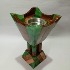 RB Artisan Green & Brown Resin Wood Burner with – Handcrafted Home Decor & Incense Burner