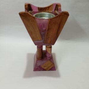 RB Artisan Pink & Brown Resin Wood – Handcrafted Decorative Incense Holder