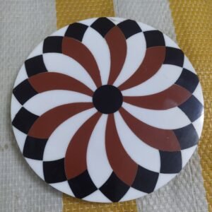 RB ARTISAN Red, Black & White Floral Swirl Round Coaster