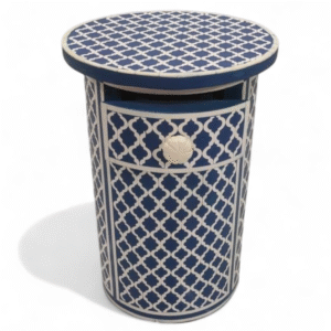 Navy Blue Resin Inlay Side Table – Handcrafted Accent Furniture by RB ARTISAN