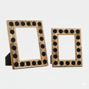 Geometric Hexagon Inlay Wooden Photo Frame Mango wood