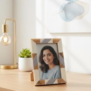 RB ARTISAN Geometric Wood Inlay Photo Frame.