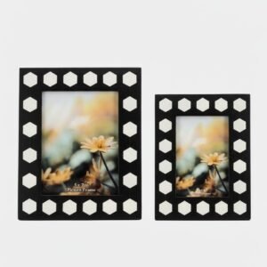 RB ARTISAN Hexagon Inlay Photo Frame – Black & White