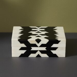RB ARTISAN Black & White Geometric Resin Jewellery Box