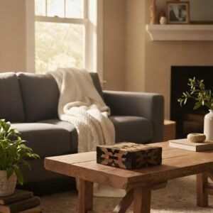 RB ARTISAN Black Geometric Inlay Jewellery Box.