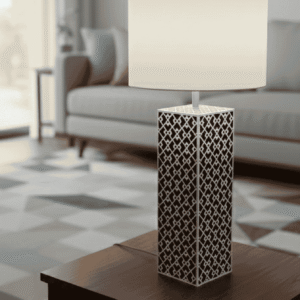 Black & White Resin Table Lamp is a contemporary handcrafted lighting piece designed