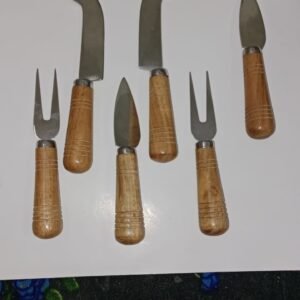 RB ARTISAN 6-Piece Stainless Steel Cheese Knife Set with Natural Wooden Handles