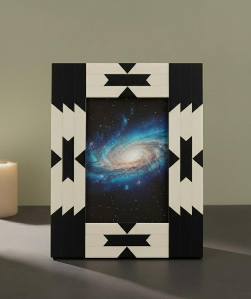 black and white geometric wooden photo frame manufacturer India