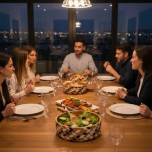 Handcrafted wooden and resin inlay salad serving bowl with geometric pattern by RB Artisan India