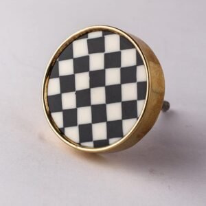 RB ARTISAN Black & White Checkered Resin Cabinet Knob is a premium handcrafted drawer knob