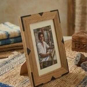 RB ARTISAN handcrafted mango wood photo frame 7x5 inch black corner geometric resin inlay minimalist home decor picture frame made in India