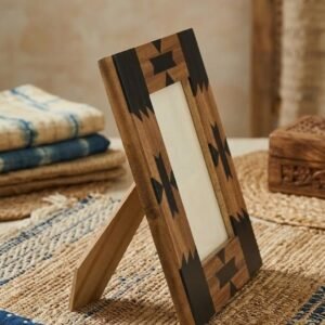 RB ARTISAN handcrafted mango wood photo frame 7x5 inch black geometric resin inlay pattern home decor picture frame made in India
