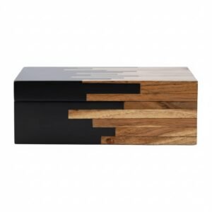 RB ARTISAN handcrafted wooden storage box set of 3 black resin geometric drip pattern jewellery keepsake box made in India