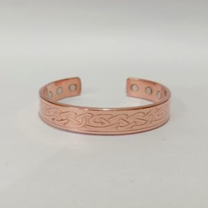 RB ARTISAN handcrafted copper magnetic cuff bracelet celtic wave braid pattern embedded magnets made in India