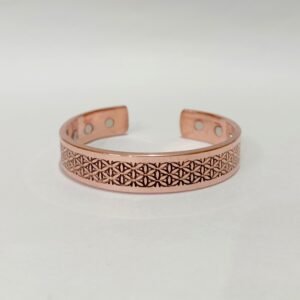 RB ARTISAN handcrafted copper magnetic cuff bracelet flower of life sacred geometry pattern embedded magnets made in India