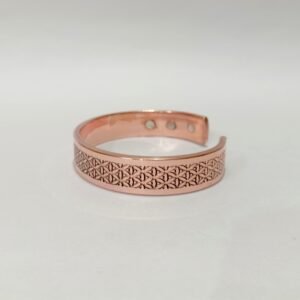 RB ARTISAN handcrafted copper magnetic cuff bracelet flower of life sacred geometry pattern embedded magnets made in India