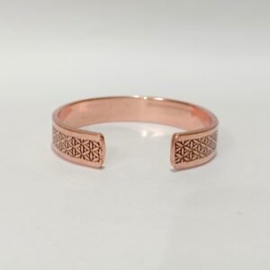 RB ARTISAN handcrafted copper magnetic cuff bracelet flower of life sacred geometry pattern embedded magnets made in India