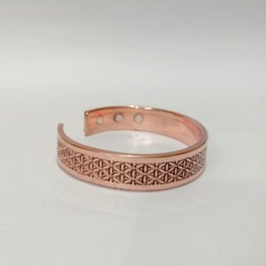 RB ARTISAN handcrafted copper magnetic cuff bracelet flower of life sacred geometry pattern embedded magnets made in India