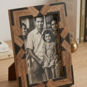 RB ARTISAN handcrafted mango wood photo frame 7x5 inch black diamond geometric resin inlay full frame pattern home decor picture frame made in India