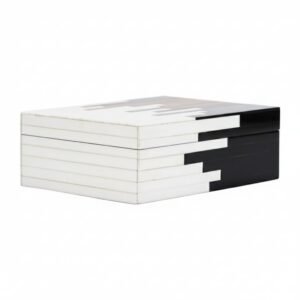 RB ARTISAN handcrafted resin storage box set of 3 black white piano key geometric stripe pattern jewellery keepsake box made in India