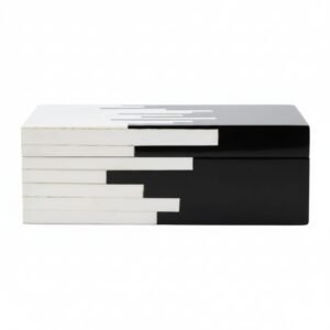 RB ARTISAN handcrafted resin storage box set of 3 black white piano key geometric stripe pattern jewellery keepsake box made in India