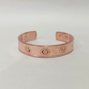 RB ARTISAN handcrafted copper magnetic cuff bracelet 7 chakra symbols engraved embedded magnets spiritual bangle made in India