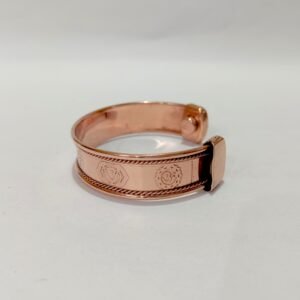 RB ARTISAN handcrafted copper magnetic cuff bracelet 7 chakra symbols rope twist border premium wide cuff embedded magnets made in India