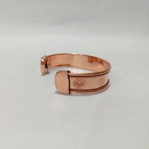 RB ARTISAN handcrafted copper magnetic cuff bracelet 7 chakra symbols rope twist border premium wide cuff embedded magnets made in India