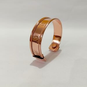RB ARTISAN handcrafted copper magnetic cuff bracelet 7 chakra symbols rope twist border premium wide cuff embedded magnets made in India