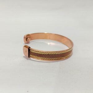 RB ARTISAN handcrafted copper brass two tone magnetic cuff bracelet triple twisted wire rope braid design embedded magnets made in India