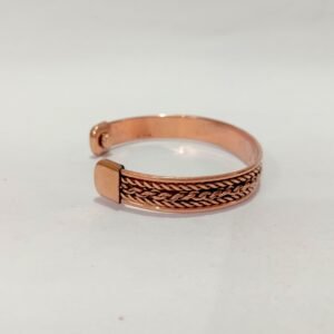 RB ARTISAN handcrafted pure copper magnetic cuff bracelet double wheat braid foxtail chain design embedded magnets made in India