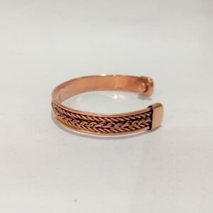 RB ARTISAN handcrafted pure copper magnetic cuff bracelet double wheat braid foxtail chain design embedded magnets made in India