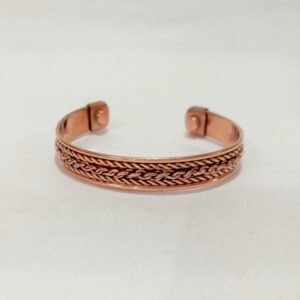 RB ARTISAN handcrafted pure copper magnetic cuff bracelet double wheat braid foxtail chain design embedded magnets made in India