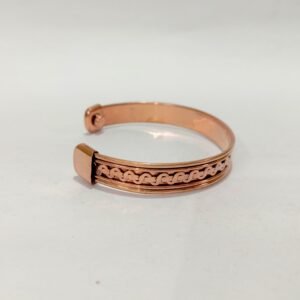 RB ARTISAN handcrafted pure copper magnetic cuff bracelet s link wave chain raised border rails embedded magnets made in India