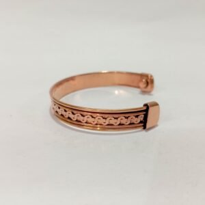 RB ARTISAN handcrafted pure copper magnetic cuff bracelet s link wave chain raised border rails embedded magnets made in India