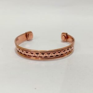 RB ARTISAN handcrafted pure copper magnetic cuff bracelet s link wave chain raised border rails embedded magnets made in India