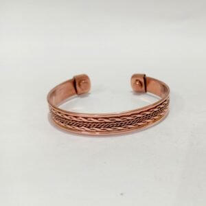 RB ARTISAN handcrafted pure copper magnetic cuff bracelet triple wire braid three strand design embedded magnets made in India