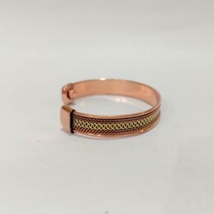 RB ARTISAN handcrafted copper brass two tone magnetic cuff bracelet brass wheat chain copper twisted wire design embedded magnets made in India