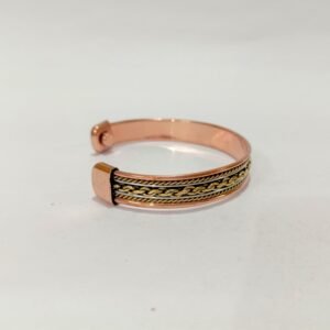 RB ARTISAN handcrafted copper brass white metal three tone magnetic cuff bracelet tri metal wire design embedded magnets made in India