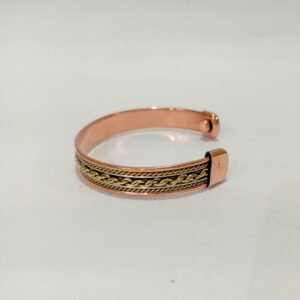 RB ARTISAN handcrafted copper brass white metal three tone magnetic cuff bracelet tri metal wire design embedded magnets made in India