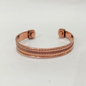 RB ARTISAN handcrafted pure copper magnetic cuff bracelet rope twist flat braid design embedded magnets made in India