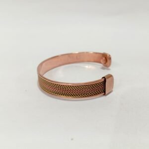 RB ARTISAN handcrafted copper brass two tone magnetic cuff bracelet multi row twisted wire mesh dense texture embedded magnets made in India
